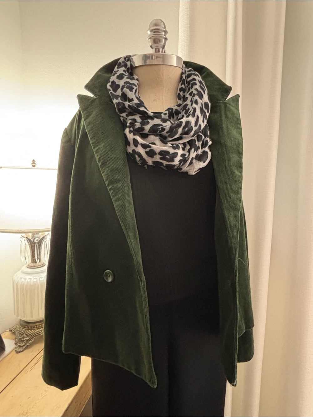 Me by Jennie Garth Dark Green Oversized Corduroy Jacket, L, NWOT